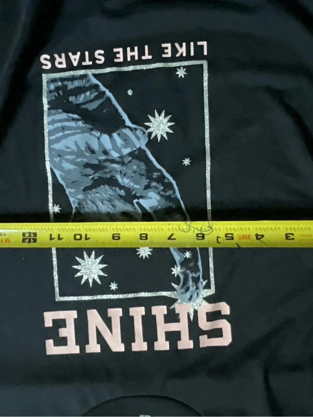 GAP Black Crewneck Shirt with Neutral  'SHINE' Graphic